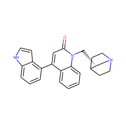 O=c1cc(-c2cccc3[nH]ccc23)c2ccccc2n1C[C@@H]1CN2CCC1CC2 ZINC000101668886