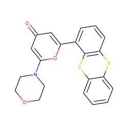 O=c1cc(-c2cccc3c2Sc2ccccc2S3)oc(N2CCOCC2)c1 ZINC000003817388