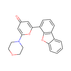 O=c1cc(-c2cccc3c2oc2ccccc23)oc(N2CCOCC2)c1 ZINC000101122227