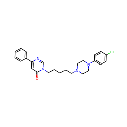 O=c1cc(-c2ccccc2)ncn1CCCCCN1CCN(c2ccc(Cl)cc2)CC1 ZINC001772592503