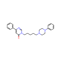 O=c1cc(-c2ccccc2)ncn1CCCCCN1CCN(c2ccccc2)CC1 ZINC001772586835