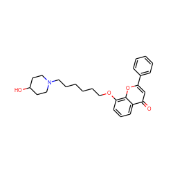 O=c1cc(-c2ccccc2)oc2c(OCCCCCCN3CCC(O)CC3)cccc12 ZINC000012356401