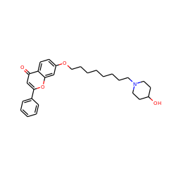 O=c1cc(-c2ccccc2)oc2cc(OCCCCCCCCN3CCC(O)CC3)ccc12 ZINC000013454494