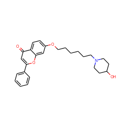 O=c1cc(-c2ccccc2)oc2cc(OCCCCCCN3CCC(O)CC3)ccc12 ZINC000012356394