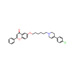 O=c1cc(-c2ccccc2)oc2ccc(OCCCCCCN3CC=C(c4ccc(Cl)cc4)CC3)cc12 ZINC000013454407