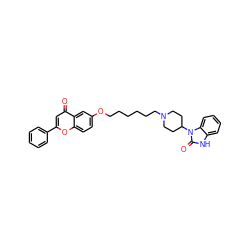 O=c1cc(-c2ccccc2)oc2ccc(OCCCCCCN3CCC(n4c(=O)[nH]c5ccccc54)CC3)cc12 ZINC000029334608