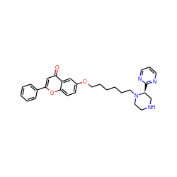 O=c1cc(-c2ccccc2)oc2ccc(OCCCCCCN3CCNC[C@@H]3c3ncccn3)cc12 ZINC000029327966