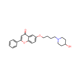 O=c1cc(-c2ccccc2)oc2ccc(OCCCCN3CCC(O)CC3)cc12 ZINC000012356285