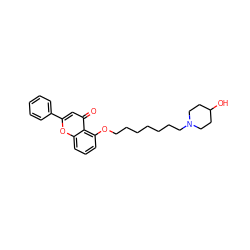 O=c1cc(-c2ccccc2)oc2cccc(OCCCCCCCN3CCC(O)CC3)c12 ZINC000013454272