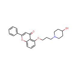 O=c1cc(-c2ccccc2)oc2cccc(OCCCN3CCC(O)CC3)c12 ZINC000012356242