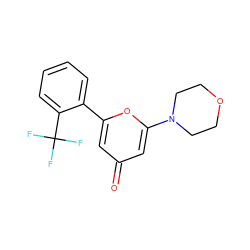 O=c1cc(-c2ccccc2C(F)(F)F)oc(N2CCOCC2)c1 ZINC000101122272