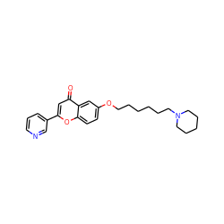 O=c1cc(-c2cccnc2)oc2ccc(OCCCCCCN3CCCCC3)cc12 ZINC000013454485