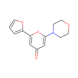 O=c1cc(-c2ccco2)oc(N2CCOCC2)c1 ZINC000101077579