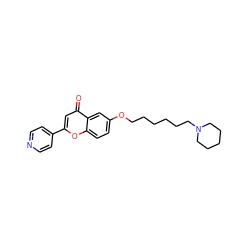 O=c1cc(-c2ccncc2)oc2ccc(OCCCCCCN3CCCCC3)cc12 ZINC000013454488