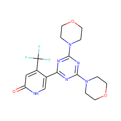 O=c1cc(C(F)(F)F)c(-c2nc(N3CCOCC3)nc(N3CCOCC3)n2)c[nH]1 ZINC000115825414