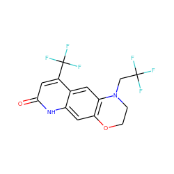 O=c1cc(C(F)(F)F)c2cc3c(cc2[nH]1)OCCN3CC(F)(F)F ZINC000014967281