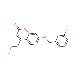 O=c1cc(CCCl)c2ccc(OCc3cccc(Cl)c3)cc2o1 ZINC000299820645