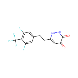 O=c1cc(CCc2cc(F)c(C(F)(F)F)c(F)c2)[nH][nH]c1=O ZINC000205754668