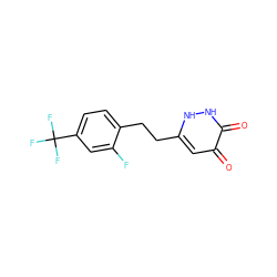 O=c1cc(CCc2ccc(C(F)(F)F)cc2F)[nH][nH]c1=O ZINC000205749644