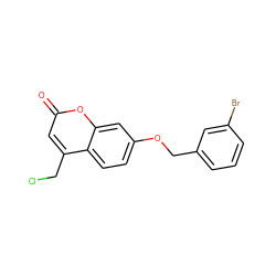 O=c1cc(CCl)c2ccc(OCc3cccc(Br)c3)cc2o1 ZINC000103243537