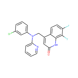 O=c1cc(CN(c2cccc(Cl)c2)c2ccccn2)c2ccc(F)c(F)c2[nH]1 ZINC000073197053