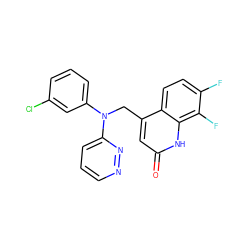 O=c1cc(CN(c2cccc(Cl)c2)c2cccnn2)c2ccc(F)c(F)c2[nH]1 ZINC000082152059