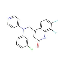 O=c1cc(CN(c2ccncc2)c2cccc(Cl)c2)c2ccc(F)c(F)c2[nH]1 ZINC000073197527