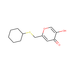 O=c1cc(CSC2CCCCC2)occ1O ZINC000038189932