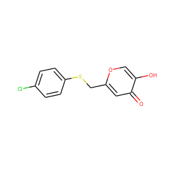 O=c1cc(CSc2ccc(Cl)cc2)occ1O ZINC000001604610