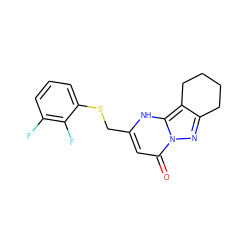 O=c1cc(CSc2cccc(F)c2F)[nH]c2c3c(nn12)CCCC3 ZINC000103224613