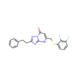 O=c1cc(CSc2cccc(F)c2F)[nH]c2nc(CCc3ccccc3)nn12 ZINC000103224604