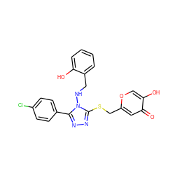 O=c1cc(CSc2nnc(-c3ccc(Cl)cc3)n2NCc2ccccc2O)occ1O ZINC001772614687