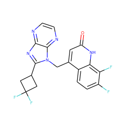 O=c1cc(Cn2c(C3CC(F)(F)C3)nc3nccnc32)c2ccc(F)c(F)c2[nH]1 ZINC000072108894