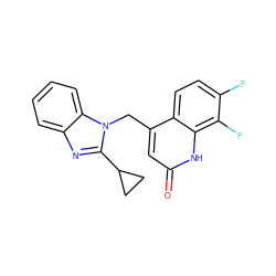 O=c1cc(Cn2c(C3CC3)nc3ccccc32)c2ccc(F)c(F)c2[nH]1 ZINC000072109639