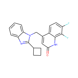 O=c1cc(Cn2c(C3CCC3)nc3ccccc32)c2ccc(F)c(F)c2[nH]1 ZINC000072111074