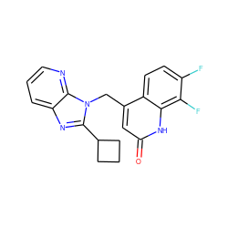 O=c1cc(Cn2c(C3CCC3)nc3cccnc32)c2ccc(F)c(F)c2[nH]1 ZINC000059097156