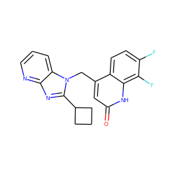 O=c1cc(Cn2c(C3CCC3)nc3ncccc32)c2ccc(F)c(F)c2[nH]1 ZINC000059096792