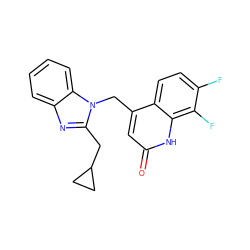 O=c1cc(Cn2c(CC3CC3)nc3ccccc32)c2ccc(F)c(F)c2[nH]1 ZINC000072108724