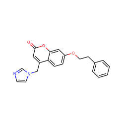 O=c1cc(Cn2ccnc2)c2ccc(OCCc3ccccc3)cc2o1 ZINC000299821003