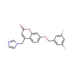 O=c1cc(Cn2ccnc2)c2ccc(OCc3cc(F)cc(F)c3)cc2o1 ZINC000066128525