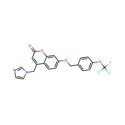 O=c1cc(Cn2ccnc2)c2ccc(OCc3ccc(OC(F)(F)F)cc3)cc2o1 ZINC000066128422