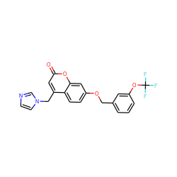 O=c1cc(Cn2ccnc2)c2ccc(OCc3cccc(OC(F)(F)F)c3)cc2o1 ZINC000066104930