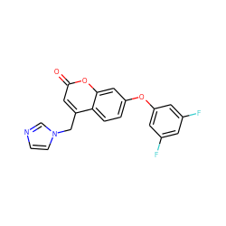 O=c1cc(Cn2ccnc2)c2ccc(Oc3cc(F)cc(F)c3)cc2o1 ZINC000066124332