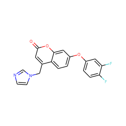 O=c1cc(Cn2ccnc2)c2ccc(Oc3ccc(F)c(F)c3)cc2o1 ZINC000066102872