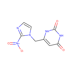 O=c1cc(Cn2ccnc2[N+](=O)[O-])[nH]c(=O)[nH]1 ZINC000013492929