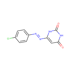 O=c1cc(N=Nc2ccc(Cl)cc2)[nH]c(=O)[nH]1 ZINC000253916619