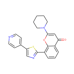 O=c1cc(N2CCCCC2)oc2c(-c3ncc(-c4ccncc4)s3)cccc12 ZINC000100077869