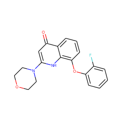 O=c1cc(N2CCOCC2)[nH]c2c(Oc3ccccc3F)cccc12 ZINC000147117766