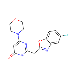 O=c1cc(N2CCOCC2)nc(Cc2nc3cc(F)ccc3o2)[nH]1 ZINC000084654321