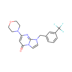 O=c1cc(N2CCOCC2)nc2n(Cc3cccc(C(F)(F)F)c3)ccn12 ZINC000073403450